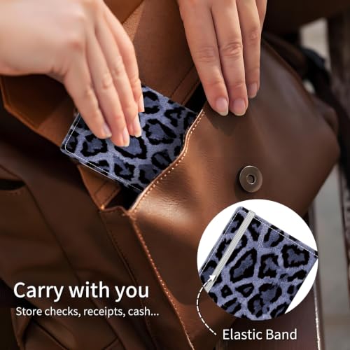 Checkbook Cover for Personal Checkbook, Cute Pu Leather Check Book for Women & Men, Slim Checkbook Holder with Pen Holder and Built-in Clear Plastic Divider, Cool Leopard - color: Cool Leopard