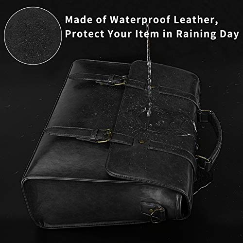 Lubardy Mens Messenger Bag Vintage Leather 15.6 Inch Work Laptop Briefcase - color: Black