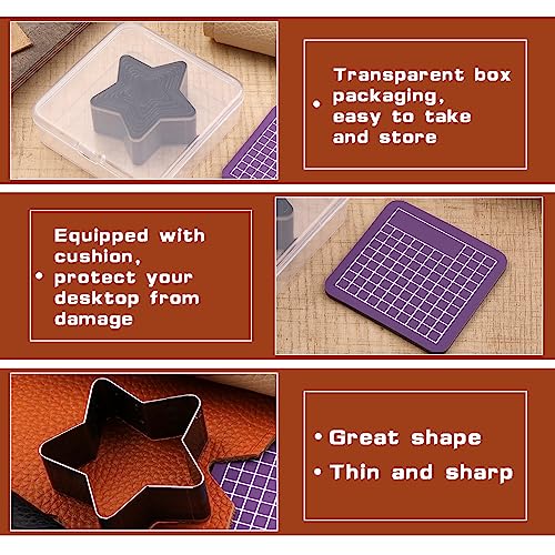 8 Pcs Leather Cutter Tool, Leather Punch Set Hollow Punching Tools | 8 Pcs 20 25 30 35 40 45 50 55mm High Carbon Steel Multiple Shapes Leather Punching Tool for Diy Cutter Craft Punching Die Set - size: 8 Pcs Star