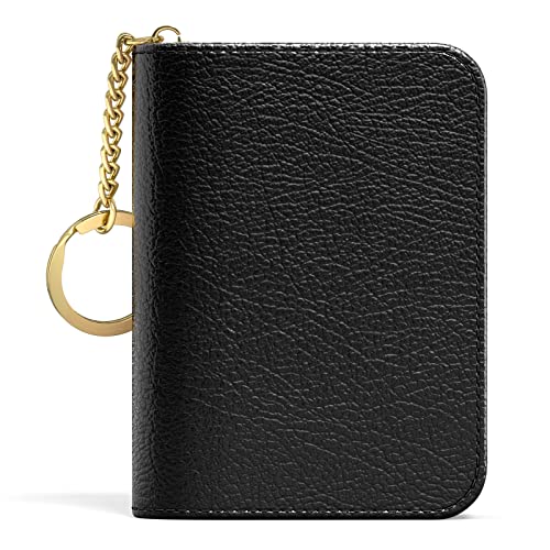 Credit Card Holder for Women, Small RFID Wallet Slim Leather Card Case - color: A-Black, size: Keychain