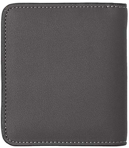 Toughergun Women’s Small Slim Leather Wallet with RFID Protection, Compact Bifold Mini Purse with Clear ID Window - color: 06 ReNapa Grey Deep