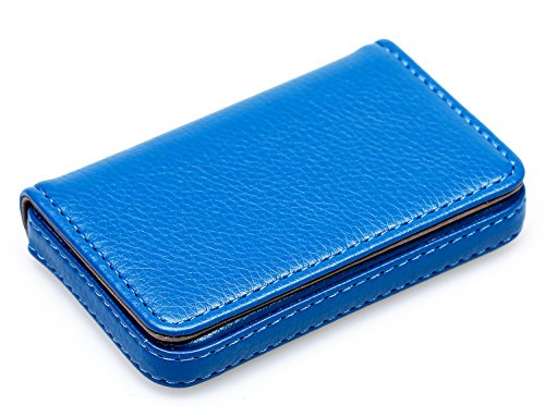 RFID Blocking Wallet - Minimalist Leather Business Credit Card Holder with Magnetic, Blue, Small - color: Blue