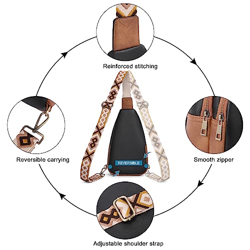 CLUCI Crossbody Bags for Women Men,Leather Sling Bag Cross Body Backpack for Woman Gifts for Women Birthday Unique - color: 3-2a Black With Brown