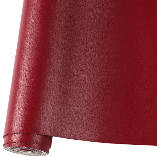 Smooth Solid Color Faux Leather Sheets Roll 12"X53" (30cmX135cm),Very Suitable for Making Crafts, Leather Earrings, Bows,Sewing (Maroon Red) - color: Maroon Red