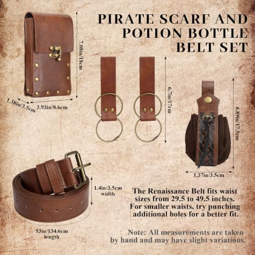 Renaissance Belt Pouch Medieval Pirate Costume Accessories Set for Cosplay | Viking Faux Leather Waist Bag, Skirt Hike Clips, Perfect for Women and Men Ren Faire, LARP, Fantasy, Halloween - color: Brown-o