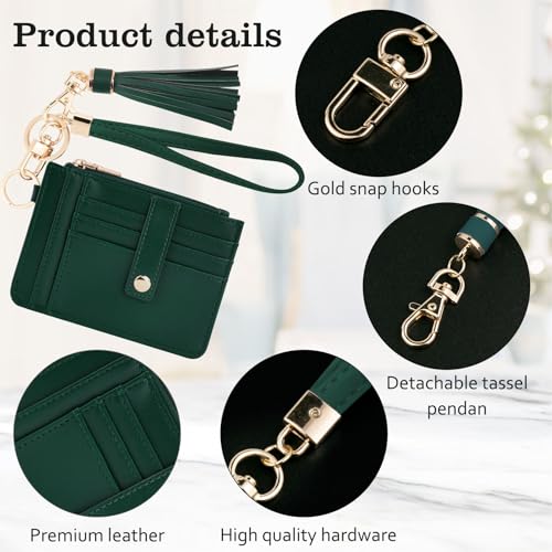 KNGITRYI Small Wristlet Wallets for Women RFID Credit Card Holder Wallet Keychain Wristlet Wallet Credit Card Wallets for Women (Dark Green) - color: Dark Green