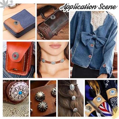 AHANDMAKER 40 Sets 8 Style Coin Screw Rivets Decorative Buckle Sunflower Shape Castings Screw Back Button for Leather Screw Back Manual DIY Decoration