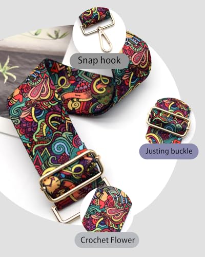 Embroidered Purse Straps Replacement Crossbody Wide Adjustable Bag Straps | Thick Purse Strap for Crossbody Bags,Extra Long Strap,Cross Body Straps for Handbags,Bag Straps for Tote Bags,Shoulder Straps - color: Green Red 1
