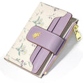 YINHEXI Women’s Wallet, Compact and Small Bifold PU Leather Card Holder, Mini Purse with Coin Pocket for Ladies, Girls (Floral Lavender) - color: Floral Lavender