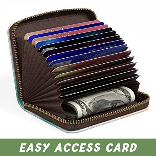 Credit Card Holder for Women, Small RFID Wallet Slim Leather Card Case - color: Beach, size: Keychain