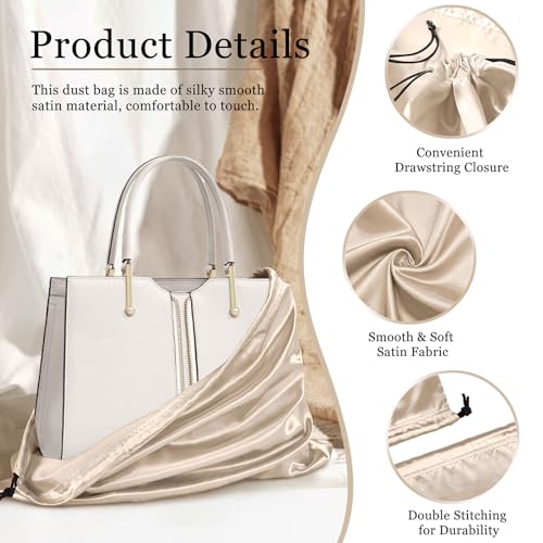 P Pothuiny 2 Pcs Satin Dust Bags for Handbags - color: Taupe
