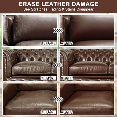 STARTSO WORLD 200Ml Leather Recoloring Balm with 100ML Leather Conditioner, Medium Brown Leather Repair Kit for Furniture, Leather Dye, Leather Scratch Repair, Leather Couch Paint - color: Medium Brown, size: Leather Recoloring Balm+Mink Oil