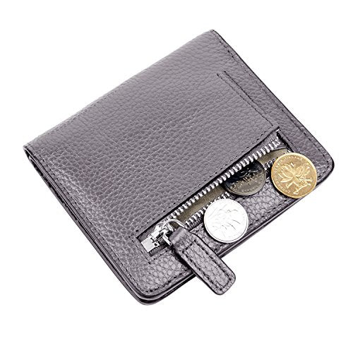 Small Leather Wallet for Women, Ladies Credit Card Holder RFID Blocking Women's Mini Bifold Pocket Purse - color: Gray Rfid Blocking