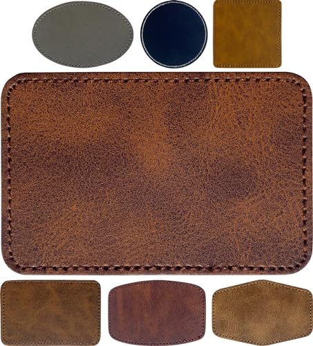 Leather Hat Patches for Laser Engraving Blank Rectangle Leatherette Sheets Laserable Faux Leather with Heat Press Adhesive Iron-on Cap/Beanie/Backpack/Jacket(Chestnut Brown/3 in×2 in/30 Pieces) - color: Chestnut Brown, size: Rectangle