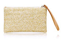 COOKOOKY Womens Straw Clutch Bag Bohemian Summer Beach Straw Purse Zipper Wristlet Wallets for Women - color: Beige