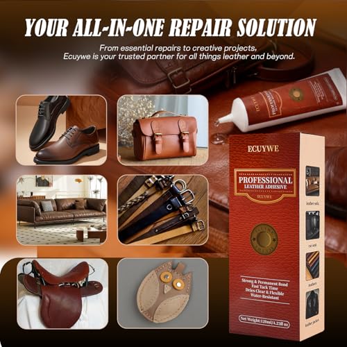 Professional Leather Glue Adhesive -4.23 oz Industrial Strength, Clear & Flexible Bond for Shoes, Bags, Purses, Furniture, Car Seats, Jackets (Repair Vinyl, Suede, Upholstery, Rubber)
