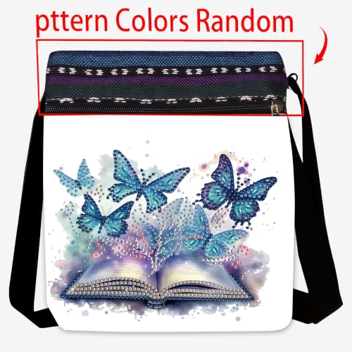 DDGYP Butterfly Diamond Painting Crossbody Bag, Diamond Art Kits for Adults | DIY PU Leather Art Bag, Adult Craft Kits for Women, Portable Handbag as Ideal Gift - color: Butterfly Flower 3