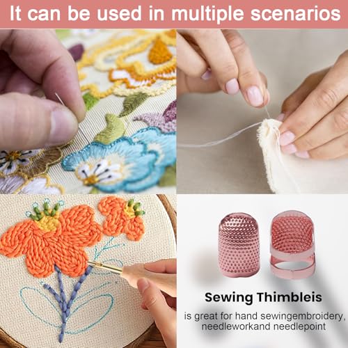 1 Pcs Adjustable Metal Sewing Thimble Finger Protector Open Top Ring Thimble Fingertip Shield for Quilting Embroidery Hand Sewing Tool(Rose Gold, M) - color: Rose Gold|M
