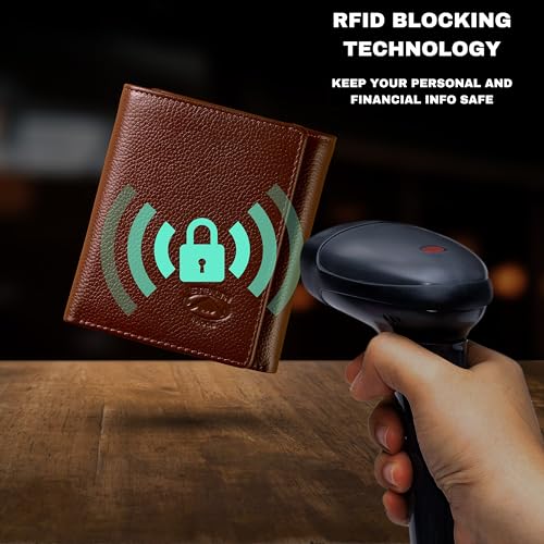Stealth Mode Leather Trifold RFID Wallet For Men With Flip Out ID Holder - color: Brown Pebble