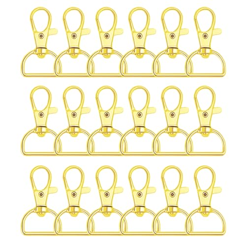 50Pcs Swivel Clasp Hooks D Ring Key Chain Clips, Metal Lobster Claw Clasps Trigger Clip Lanyard Snap Hook for Keychains Making Purse Hardware DIY Crafts 1 Inch (Gold) - color: Gold