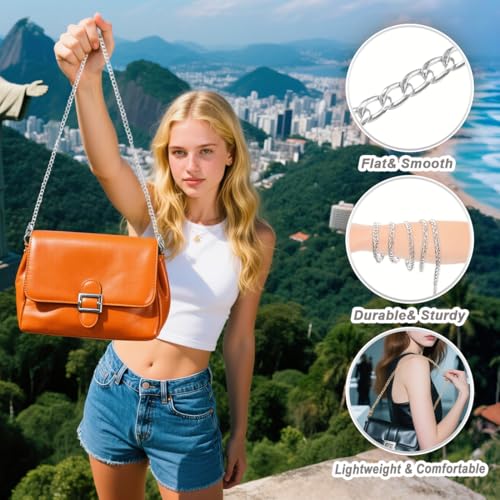 3Pcs Bag Purse Chain Straps,47inch Chain Purse Strap Accessories for Handlebag Crossbody Purses (SILVER=O) - color: Silver=o