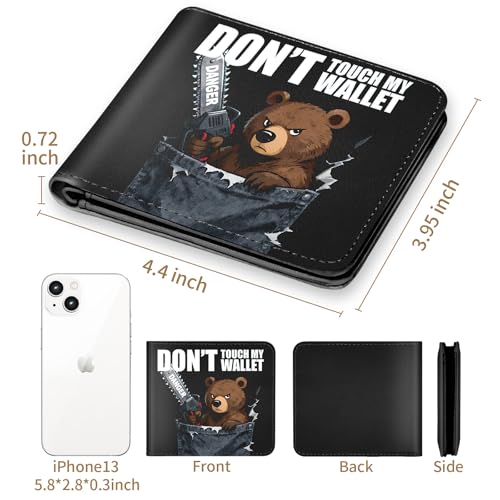 Bistup Teen Boys Cool Wallet - Men Mens Don't Touch My Wallet Leather Credit Id Card Cash Holder Man Black Rfid Blocking Zipper Wallets With Coin Pocket Id Window Aesthetic Teen Boy Male Youth Guys - color: Cowboy Bear