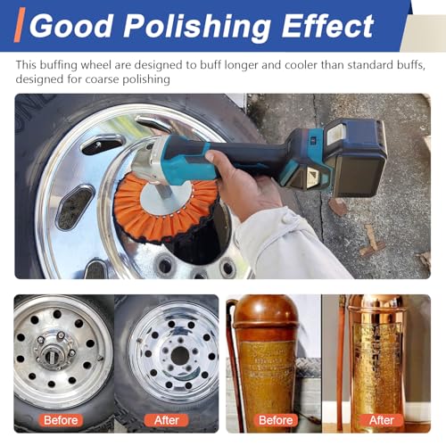 8" Orange Airway Buffing Wheel, 12-Ply Medium Polishing Wheel, 5/8" Arbor Hole, Compatible with Angle Grinder & Buffer Polisher, for Aluminum, Stainless Steel, Brass & Copper, 2 Pcs - color: Medium 2pcs, size: 12plys