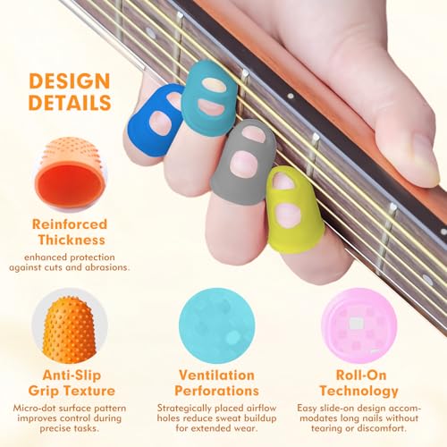 20 Pieces Rubber Finger Covers for Hand Sewing with Finger Protection | Durable Rubber Finger Tips for Quilting, Knitting, Embroidery, Paperwork & Crafts (5 Sizes)