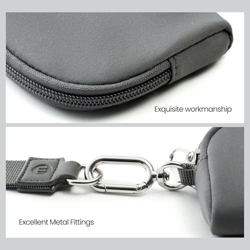 Mini Dual Pouch Wristlet Wallet for Women – Zip Around wristlet Keychain Wallet with 2 Wristlets, Ideal for Dog Walking, Coffee Runs & Lunch Break Essentials (Black+Grey) - color: Black+Grey