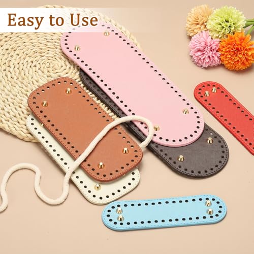 PATIKIL 7.9 x 3.5inch Leather Bag Bottom, 2 Pcs PU Leather Bag Bases Purse Making Knitting Rectangle Crochet Bottom Shaper Pad with Holes Durable for Crochet DIY Handbag Tote, Brown - color: Brown