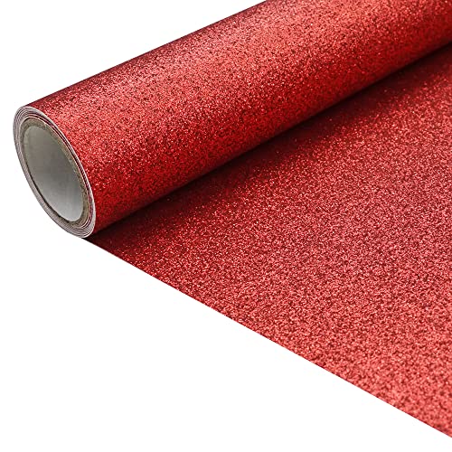 Red 11.8X 53 Inch (30 x 135 cm) Sparkly Superfine Glitter Leather Rolls Shiny Faux Fabric Canvas Perfect for Craft DIY Handmade Projects Patchwork Bow Earring Craft Key Chain - color: Red