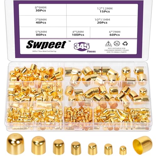 Swpeet Tassel Leather Cords Buckle End Tip Cap for Creative Projects - color: Golden