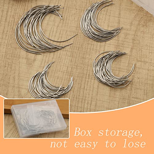Curved Needles, 100 PCS Curved Sewing Needles, Curved Upholstery Needle | Curved Needles for Hand Sewing,Leather Needles for Hand Stitching, Weaving Needles for Hair, Leather Repairing and Crafts - style: 100 PCS