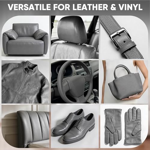 Leather Recoloring Balm - Scratch Repair & Color Restore Kit for Faded Leather, Leather Couch & Car Seats - 10OZ Leather Restorer Balm for Furniture, Auto Interior, Vinyl, Accessories (Gray) - color: Gray, size: 10 OZ