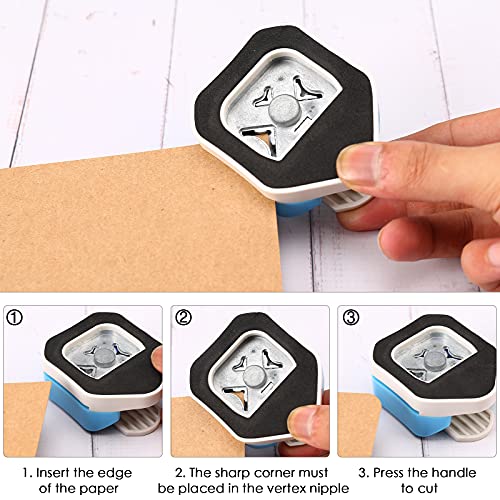 3 Way Rounded Corner Punch, 4mm, 7mm, 10mm 3 in 1 Corner Cutter for Paper Crafts, Laminator, Cardstock, DIY Projects, Photocards, Card Making and Scrapbooking - color: Blue
