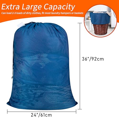 Polecasa Heavy Duty Diamond Mesh Laundry Bag, 24x36", Blue | Extra Large Laundry Hamper Bag, Holds 2-3 Loads, Tear Resistant Mesh, Breathable Design, Drawstring Closure - color: Blue, size: 24"x36" |1 Pack