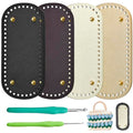 Enenes Crochet Bag Bases 4PCS, Leather Purse Bottoms with 2 Crochet Hooks | 4 leather purse bottoms in 4 colors with 2 crochet hooks for handmade bags, crochet purses, handbags and DIY bag making - color: 4+2 Mix Colors