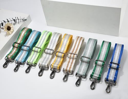 LVYOUME Purse Strap Silver Hardware Wide Bag Straps Replacement Crossbody Adjustable Shoulder Strap for Purses - color: Black Hardware-sky Blue Silver -327