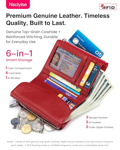 Premium Leather Wallet, Multi-Slot Card Holder with ID Window, Zipper Coin Purse, First Layer Leather (Olive Green) - color: Olive Green