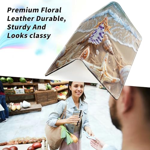 Check Book Cover for Personal Checkbook with Duplicate Checks, PU Leather Checkbook Plastic Insert Flap Card Holder Pen Hoop Holder with RFID Blocking Slim Wallet for Women Men, Beach - color: 531