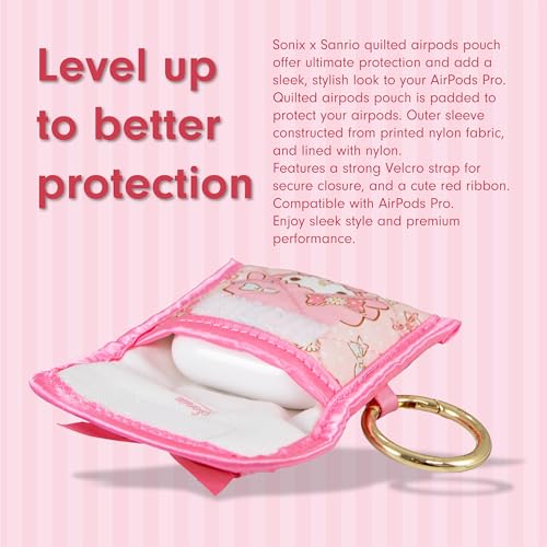 Sonix x Sanrio Quilted Earbud Pouch | Premium Cotton Bag Charm for AirPods, Keychain Storage Case Cover with Carabiner Ring | My Sweet Piano - color: My Sweet Piano