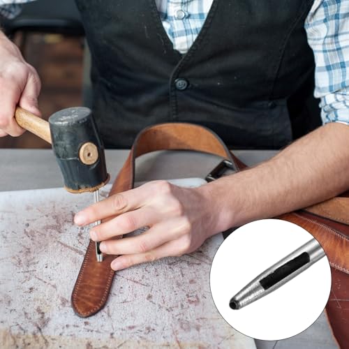 1.2MM Leather Hole Punch Tool [4PCS] - Metal Round Belt Hole Puncher Use for Leather Working & Belts & Watch Band & Paper & Plastic - [Silver Tone] Round Hollow Tools - size: 1.2mm