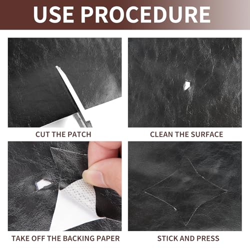 Shagoom Leather Repair Patch, Vinyl Repair Patch for Couches Furniture | Glossy Leather, Self-adhesive, Quick Repair, Strong Stick, Large Size, Couch Repair Patch, Furniture Repair Tape - color: Glossy Black, size: 17X79 inch
