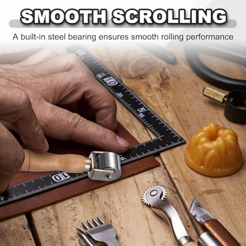 HARFINGTON 2pcs Leather Press Roller Leather Glue Edges Laminating Rolling | 25mm / 1" Length Stainless Steel Laminating Roller with Wooden Handle for DIY Leather Crafting Car Soundproof Mat, Silver - size: 25mm/1"