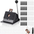 61 Pcs Button Keychain Photo Cutter Photo Booth Keychain Station DIY Kit Bulk 1in/25mm Button Paper Cutter 30 Double Sided Acrylic Frame Keyring 30 PU Leather Keychains for Wedding Party Gift - color: White,Black