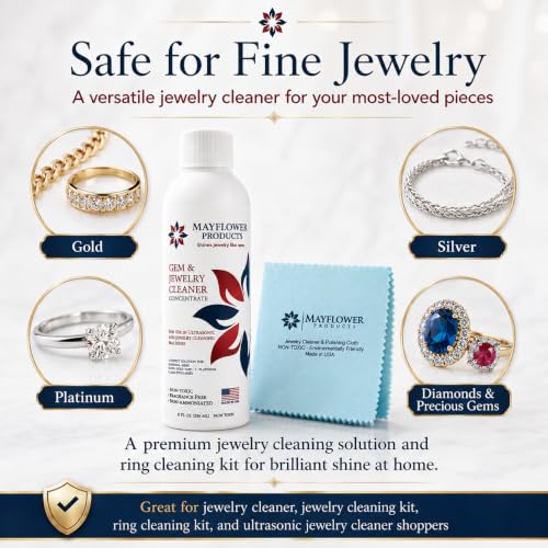 Mayflower Premium Jewelry Cleaning Cloth Made in USA. Sterling Silver Polishing Cloth for Gold Platinum & Diamonds. Removes Tarnish, Restores Shine. Reusable Non Toxic Professional Cleaner (Dark Blue) - color: Dark Blue