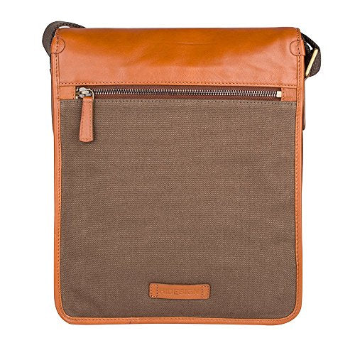 Hidesign Aiden Genuine Leather Medium Crossbody Men/Women Shoulder Messenger Bag/Travel Bag / 10.5" iPad Bag, Tan - color: Light Tan