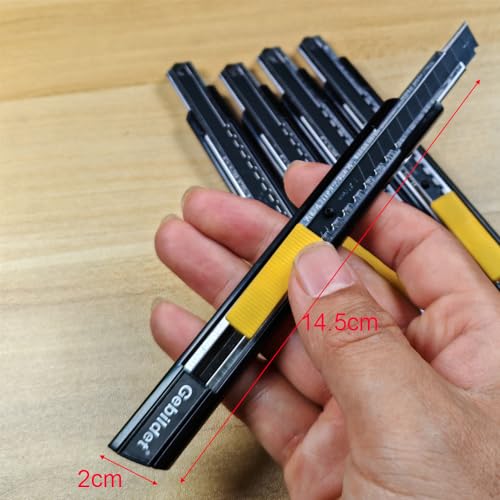 Gebildet 5pcs Right and Left Hand Self-Lock Cutter /9mm Snap Off Blades /60 Blade /Utility Knife /Graphic Knife (Black Holder) - color: Black