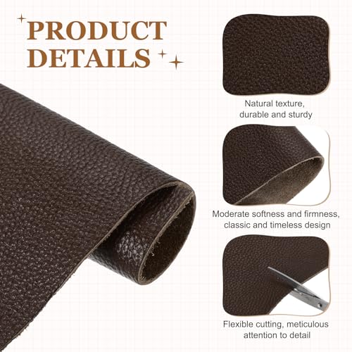 MECCANIXITY Thick Full Grain Leather Sheet, 23.6 x 11.8 Inch Natural Cow Leather 1.5-1.8 mm Fabric Pieces for DIY Craft Furniture Office Belts Notebook Covers,Earthy Brown - color: Earthy Brown, size: 23.6 x 11.8 Inch