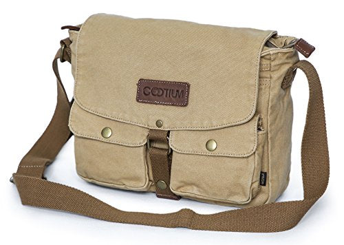 GOOTIUM Canvas Messenger Bag - Vintage Crossbody Shoulder Bag Military Satchel - color: Khaki